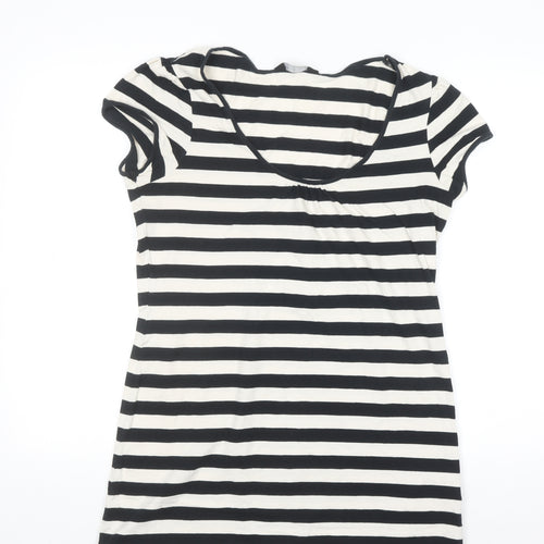Dorothy Perkins Women’s Black White Striped Short Sleeve Jersey T-Shirt Size 16