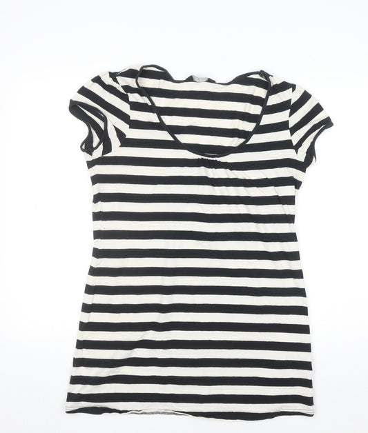 Dorothy Perkins Women’s Black White Striped Short Sleeve Jersey T-Shirt Size 16