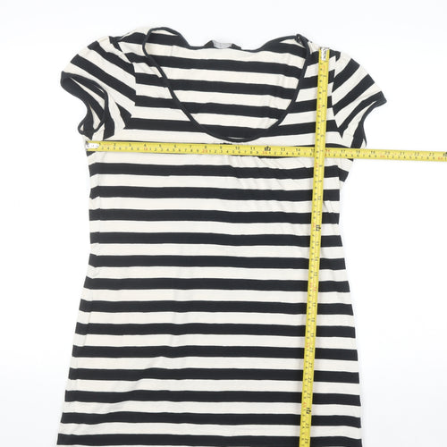 Dorothy Perkins Women’s Black White Striped Short Sleeve Jersey T-Shirt Size 16