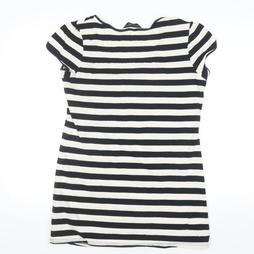 Dorothy Perkins Women’s Black White Striped Short Sleeve Jersey T-Shirt Size 16