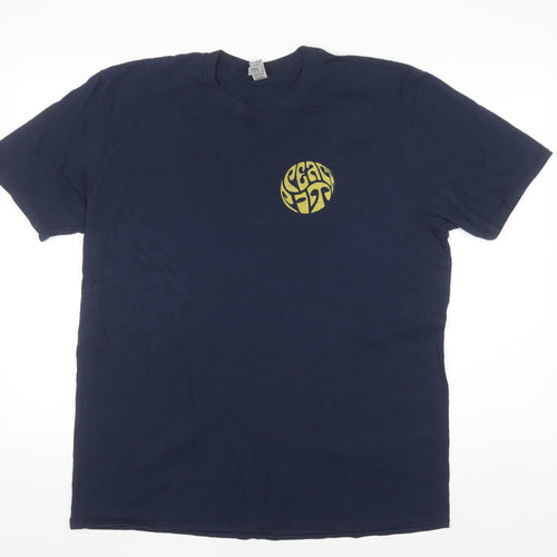 Gildan Mens Blue XL Band Graphic Retro Cotton T-Shirt