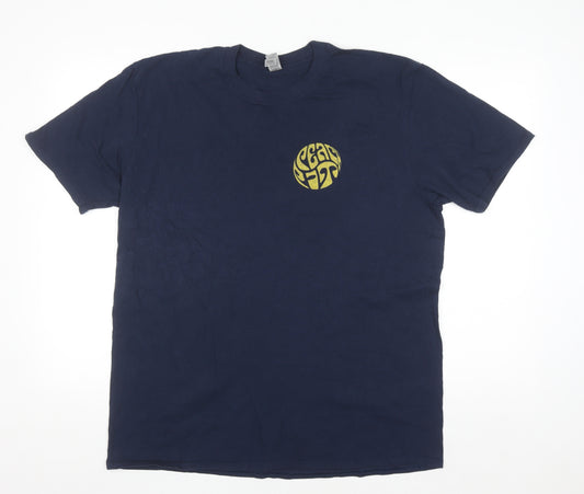 Gildan Mens Blue XL Band Graphic Retro Cotton T-Shirt