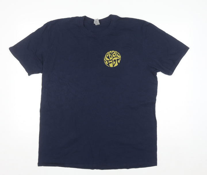 Gildan Mens Blue XL Band Graphic Retro Cotton T-Shirt
