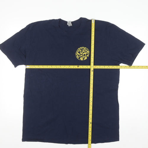 Gildan Mens Blue XL Band Graphic Retro Cotton T-Shirt