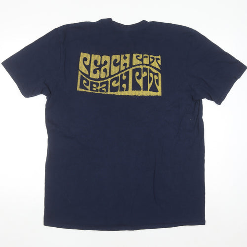 Gildan Mens Blue XL Band Graphic Retro Cotton T-Shirt