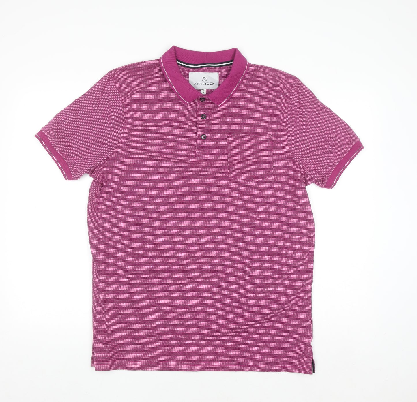 Lost Stock Men’s Pink Cotton Short Sleeve Polo Shirt Size M