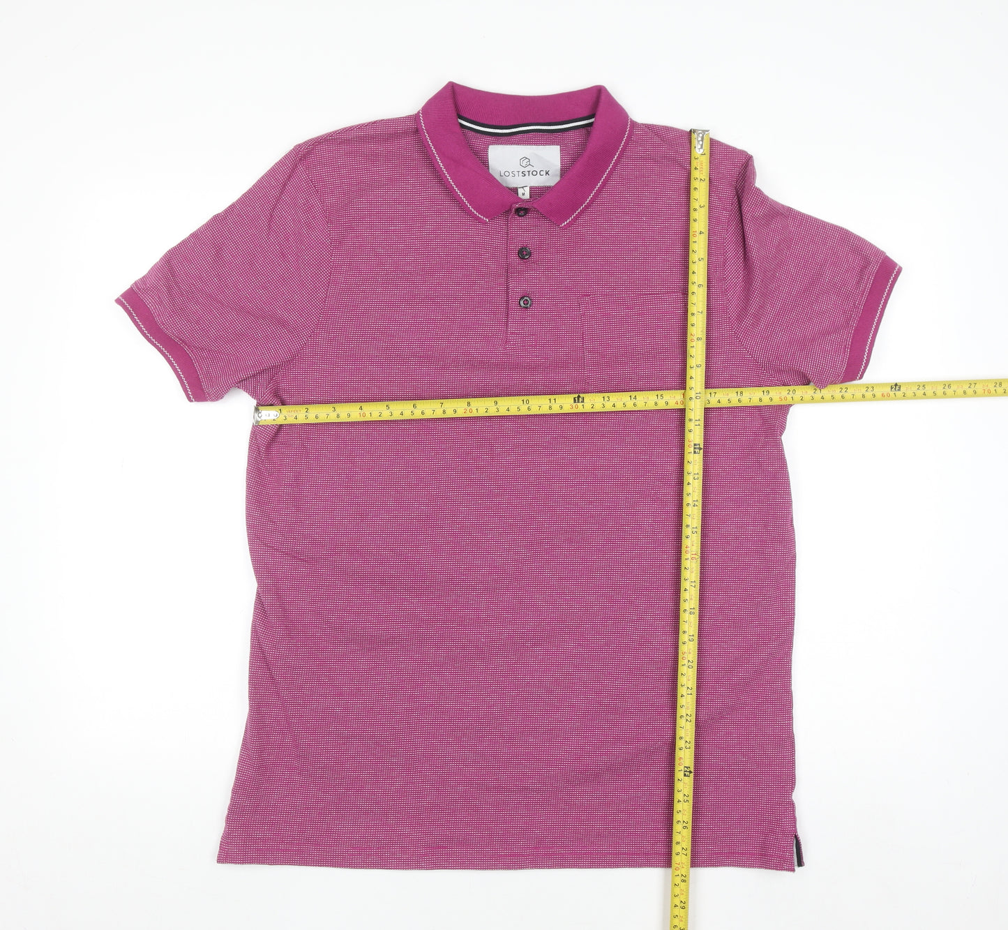 Lost Stock Men’s Pink Cotton Short Sleeve Polo Shirt Size M
