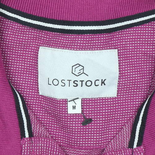 Lost Stock Men’s Pink Cotton Short Sleeve Polo Shirt Size M