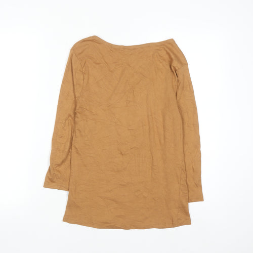 Tu Women Brown V-Neck Long Sleeve 100% Cotton T-Shirt Size 14