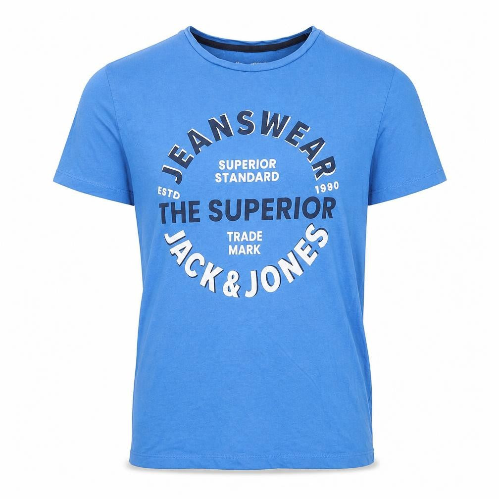 Jack & Jones Men's Blue Graphic Print Crew Neck T-Shirt Size S