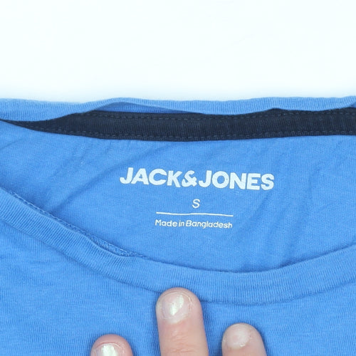 Jack & Jones Men's Blue Graphic Print Crew Neck T-Shirt Size S