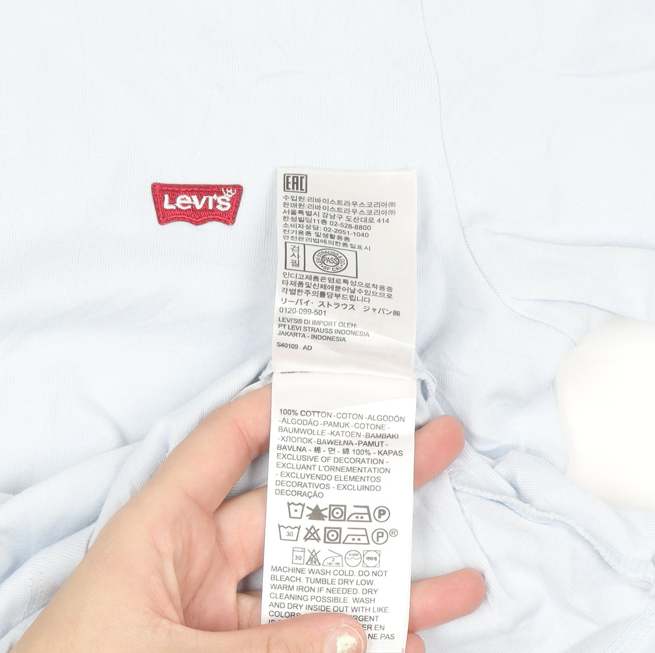 Levi's Women's Blue Basic Crew Neck Cotton T-Shirt Size M