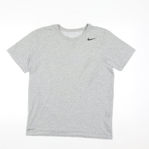 Nike Men's Grey Dri-Fit Athletic Short Sleeve Crew Neck T-Shirt M