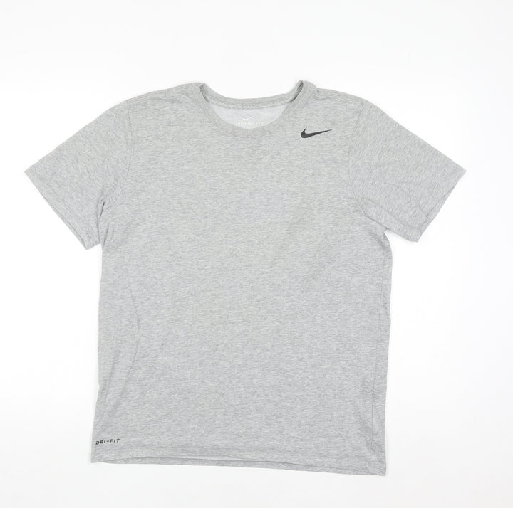 Nike Men's Grey Dri-Fit Athletic Short Sleeve Crew Neck T-Shirt M