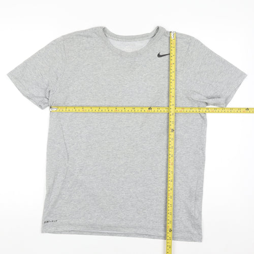 Nike Men's Grey Dri-Fit Athletic Short Sleeve Crew Neck T-Shirt M