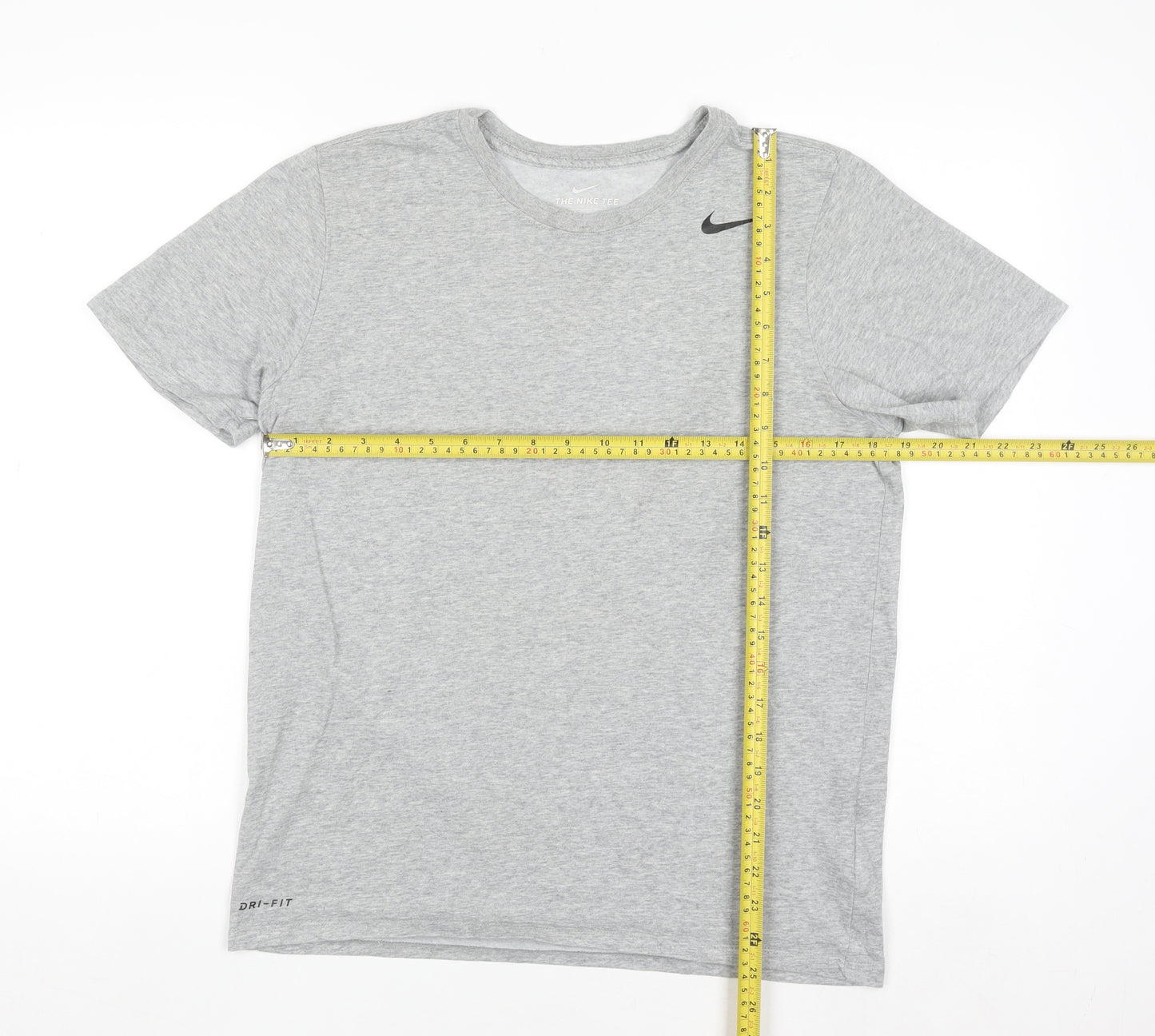 Nike Men's Grey Dri-Fit Athletic Short Sleeve Crew Neck T-Shirt M