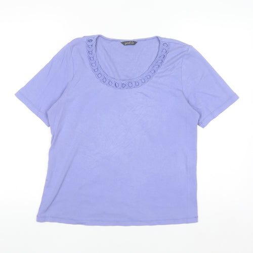 Profile Women Purple Cotton Scoop Neck Short Sleeve T-Shirt Size 16
