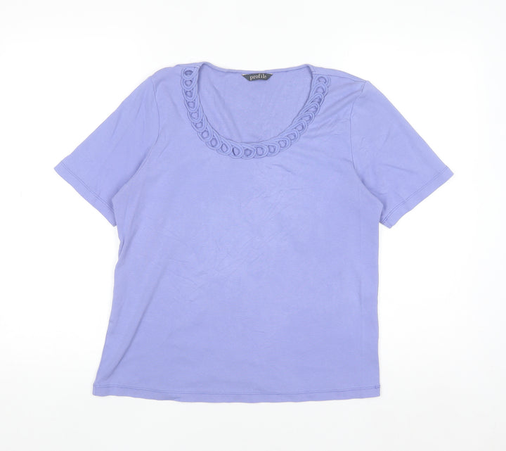 Profile Women Purple Cotton Scoop Neck Short Sleeve T-Shirt Size 16