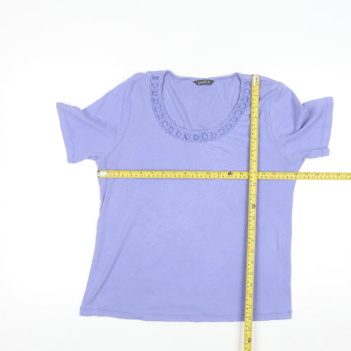 Profile Women Purple Cotton Scoop Neck Short Sleeve T-Shirt Size 16