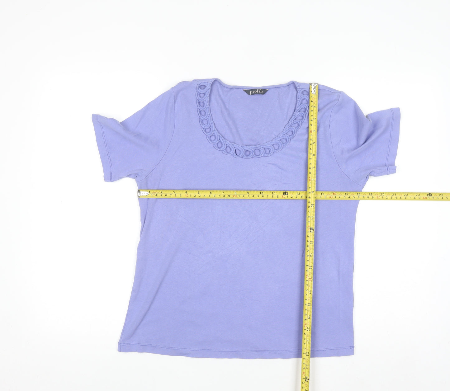 Profile Women Purple Cotton Scoop Neck Short Sleeve T-Shirt Size 16