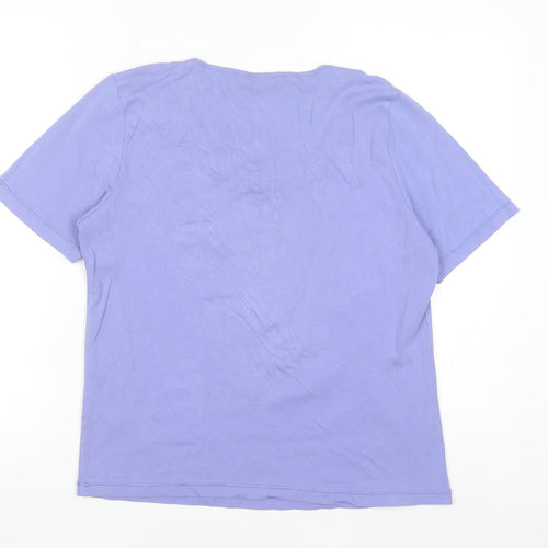 Profile Women Purple Cotton Scoop Neck Short Sleeve T-Shirt Size 16