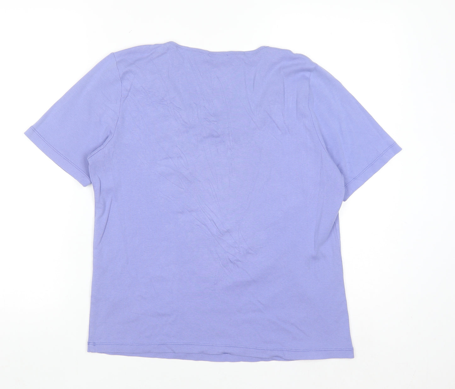 Profile Women Purple Cotton Scoop Neck Short Sleeve T-Shirt Size 16