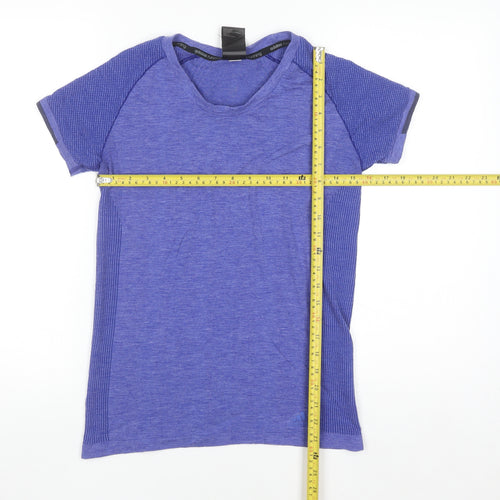 Adidas Women Blue Running T-Shirt S Slim Fit Short Sleeve