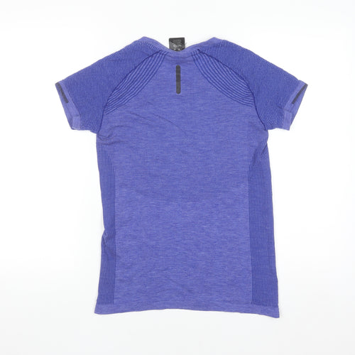Adidas Women Blue Running T-Shirt S Slim Fit Short Sleeve