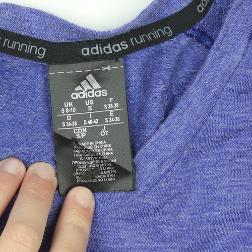 Adidas Women Blue Running T-Shirt S Slim Fit Short Sleeve
