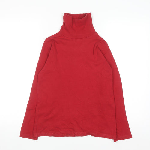Isle Essentials Women's Red Roll Neck Long Sleeve Cotton Top Size S