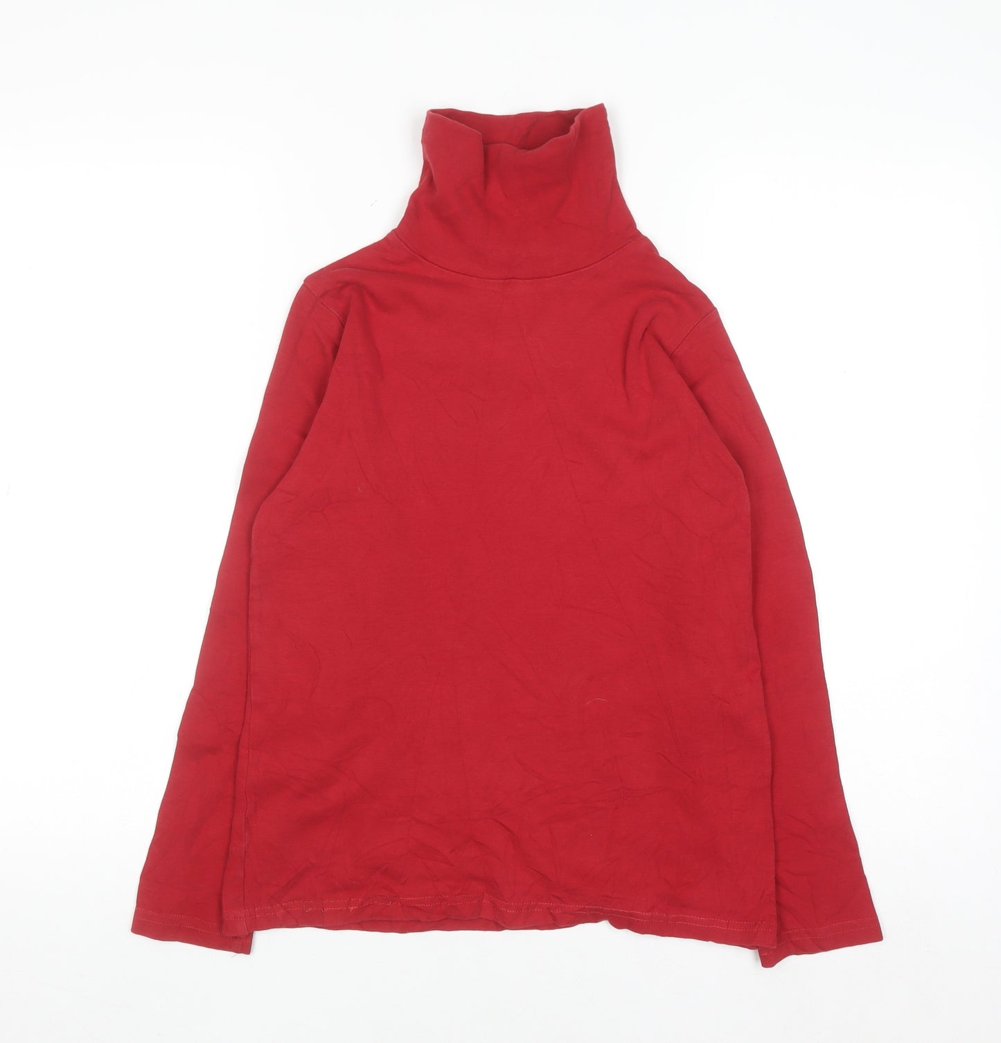 Isle Essentials Women's Red Roll Neck Long Sleeve Cotton Top Size S