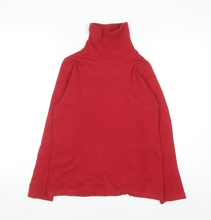 Isle Essentials Women's Red Roll Neck Long Sleeve Cotton Top Size S