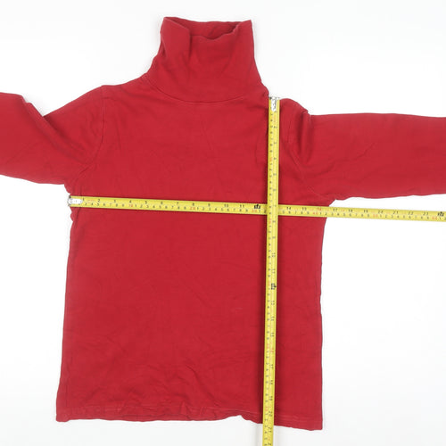 Isle Essentials Women's Red Roll Neck Long Sleeve Cotton Top Size S