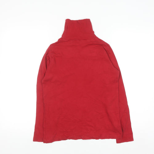 Isle Essentials Women's Red Roll Neck Long Sleeve Cotton Top Size S