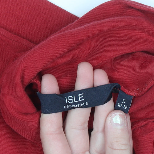 Isle Essentials Women's Red Roll Neck Long Sleeve Cotton Top Size S