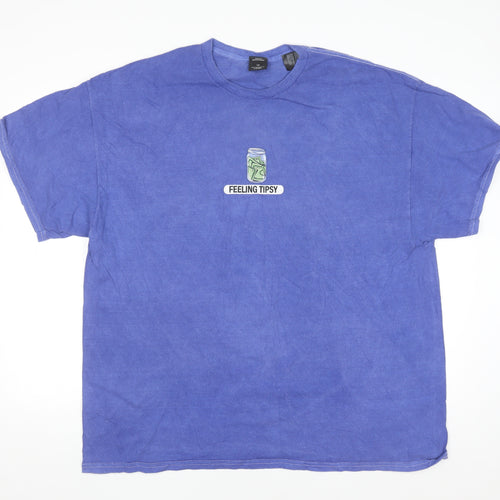 Urban Outfitters Men's Blue 'Feeling Tipsy' Graphic Cotton T-Shirt Size L