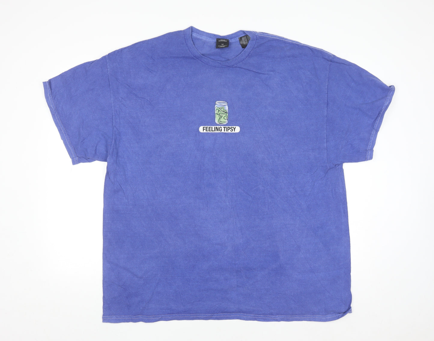Urban Outfitters Men's Blue 'Feeling Tipsy' Graphic Cotton T-Shirt Size L