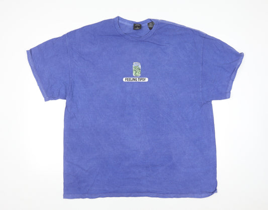 Urban Outfitters Men's Blue 'Feeling Tipsy' Graphic Cotton T-Shirt Size L