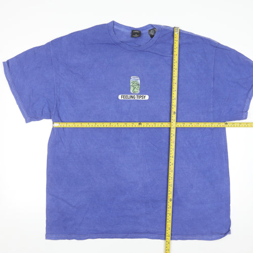 Urban Outfitters Men's Blue 'Feeling Tipsy' Graphic Cotton T-Shirt Size L