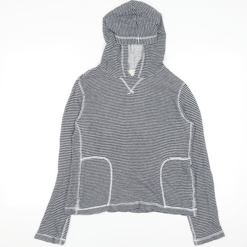 J.Crew Women’s Blue White Striped Cotton Pullover Hoodie XS