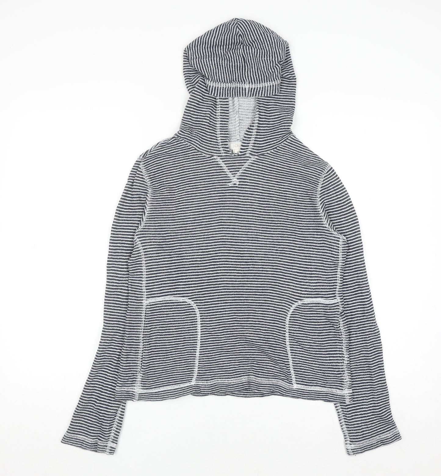 J.Crew Women’s Blue White Striped Cotton Pullover Hoodie XS