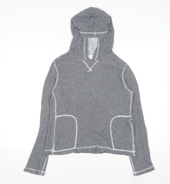 J.Crew Women’s Blue White Striped Cotton Pullover Hoodie XS