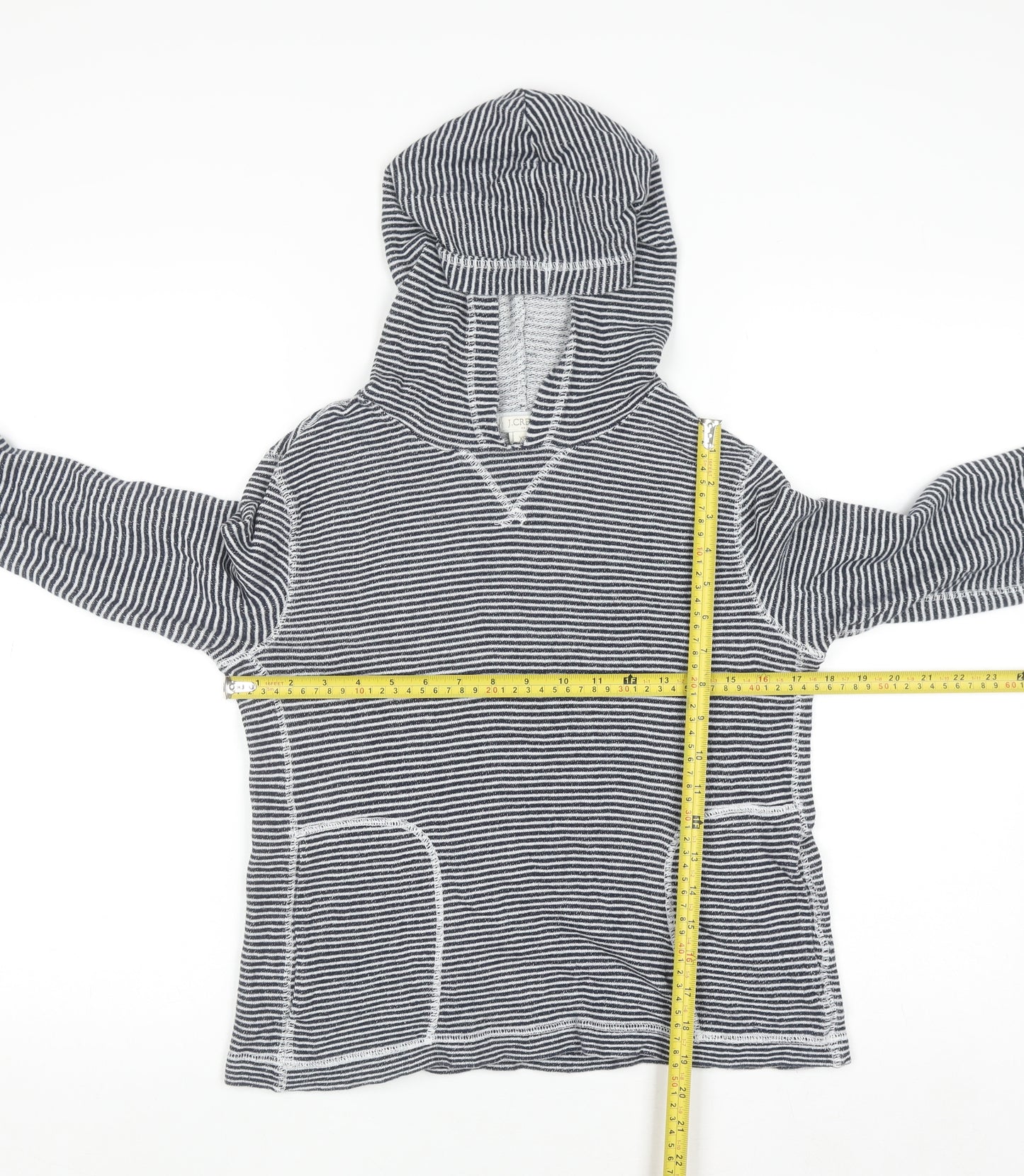 J.Crew Women’s Blue White Striped Cotton Pullover Hoodie XS