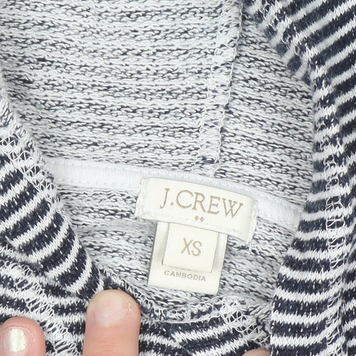 J.Crew Women’s Blue White Striped Cotton Pullover Hoodie XS