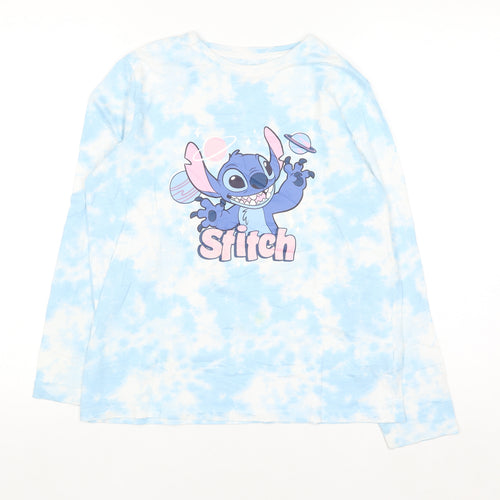 Disney Girls Blue Tie Dye Stitch Long Sleeve T-Shirt 12-13 Years 158cm