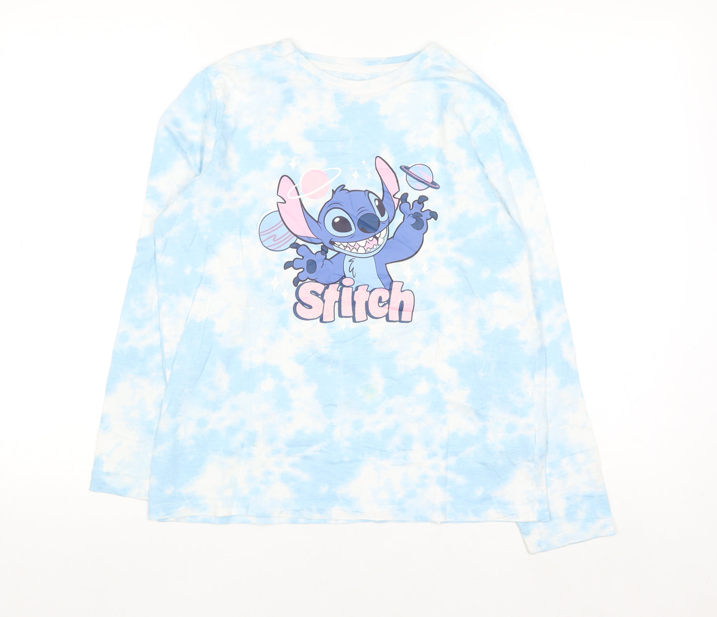 Disney Girls Blue Tie Dye Stitch Long Sleeve T-Shirt 12-13 Years 158cm