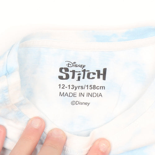 Disney Girls Blue Tie Dye Stitch Long Sleeve T-Shirt 12-13 Years 158cm