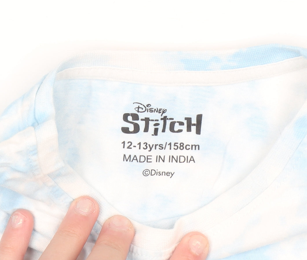 Disney Girls Blue Tie Dye Stitch Long Sleeve T-Shirt 12-13 Years 158cm