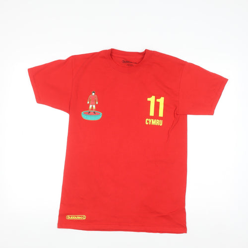 Subbuteo Men's Red Cymru Football Graphic T-Shirt Small Cotton