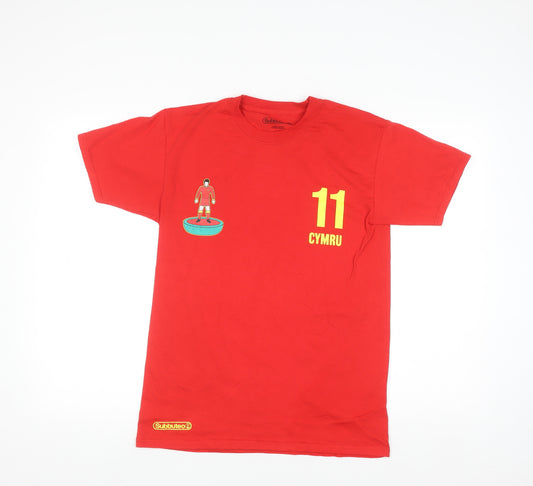 Subbuteo Men's Red Cymru Football Graphic T-Shirt Small Cotton